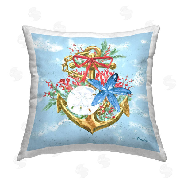 stupell industries Paul Brent | Holiday Submerged Anchor Printed Throw Pillow