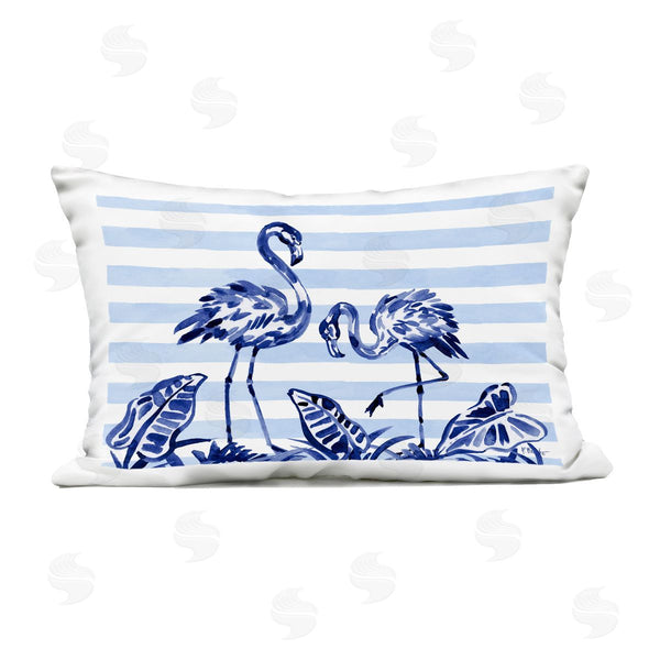 Stupell Industries Paul Brent | Indigo Brushstroke Flamingos Printed Throw Pillow