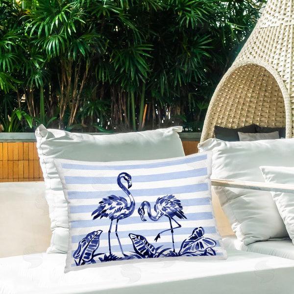 Stupell Industries Paul Brent | Indigo Brushstroke Flamingos Printed Throw Pillow