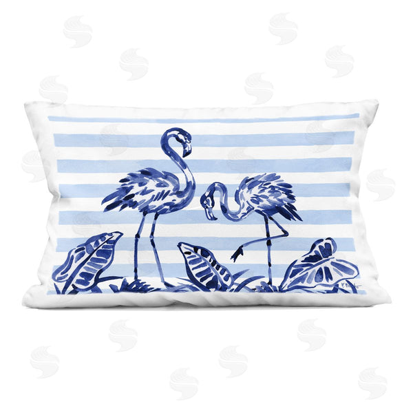 stupell industries Paul Brent | Indigo Brushstroke Flamingos Printed Throw Pillow