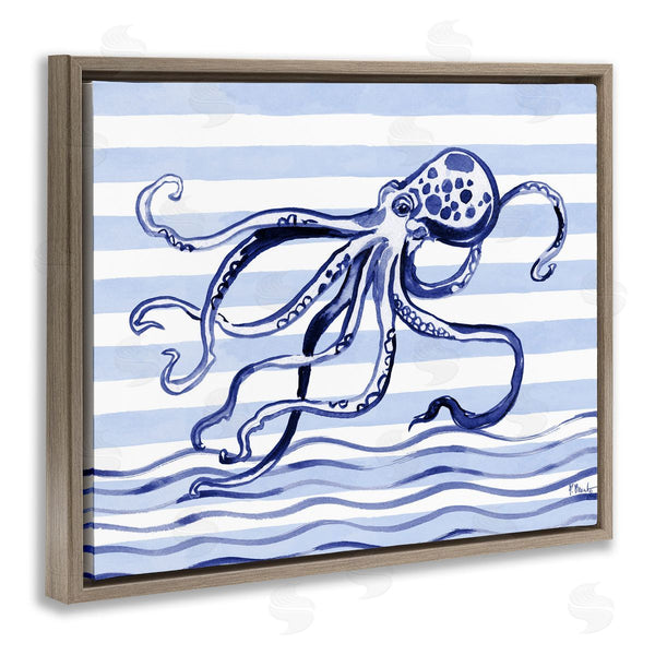 Stupell Industries Paul Brent | Indigo Brushstroke Octopus