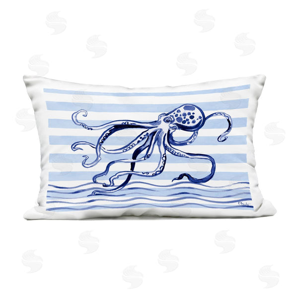 Stupell Industries Paul Brent | Indigo Brushstroke Octopus Printed Throw Pillow