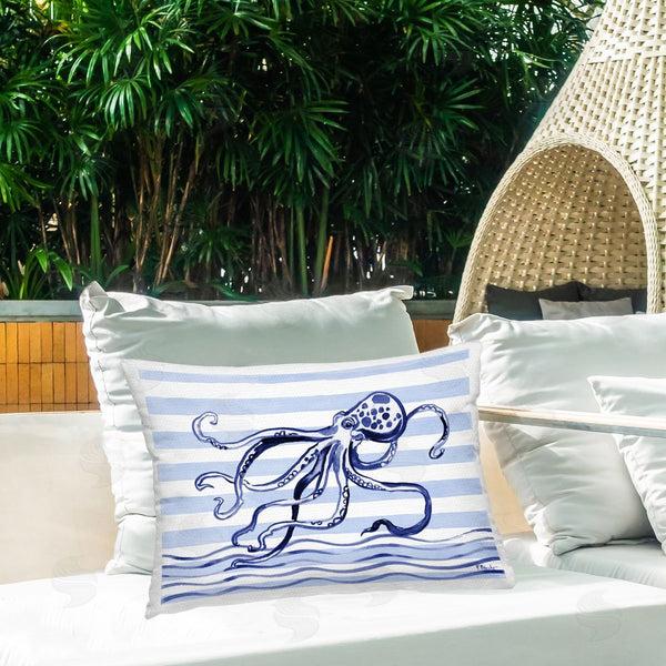 Stupell Industries Paul Brent | Indigo Brushstroke Octopus Printed Throw Pillow