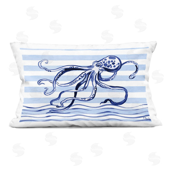 stupell industries Paul Brent | Indigo Brushstroke Octopus Printed Throw Pillow