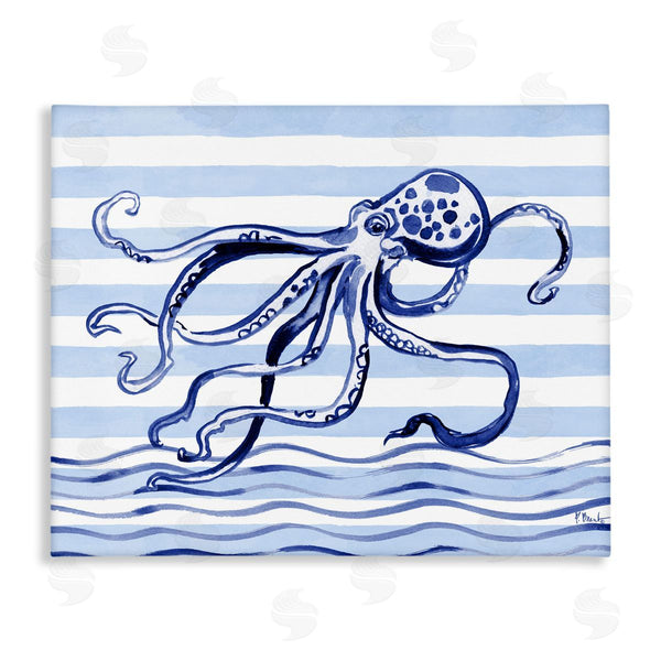 stupell industries Paul Brent | Indigo Brushstroke Octopus