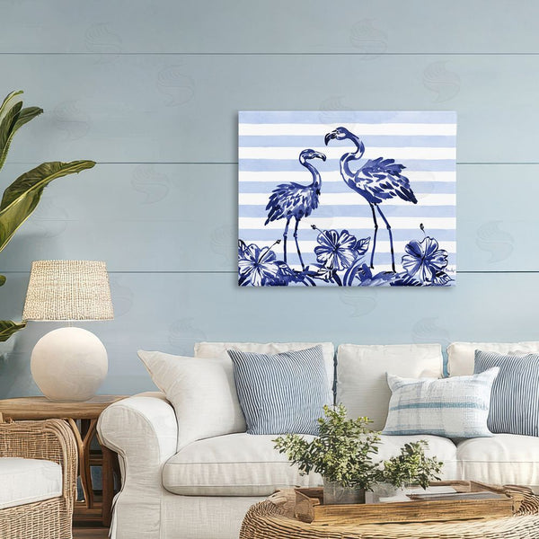 Stupell Industries Paul Brent | Indigo Flamingos Over Stripes