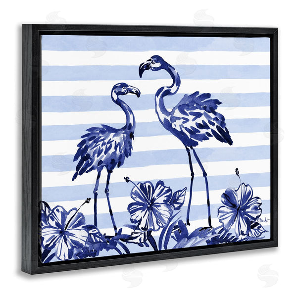 Stupell Industries Paul Brent | Indigo Flamingos Over Stripes