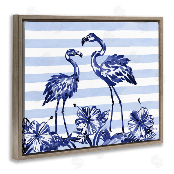 Stupell Industries Paul Brent | Indigo Flamingos Over Stripes