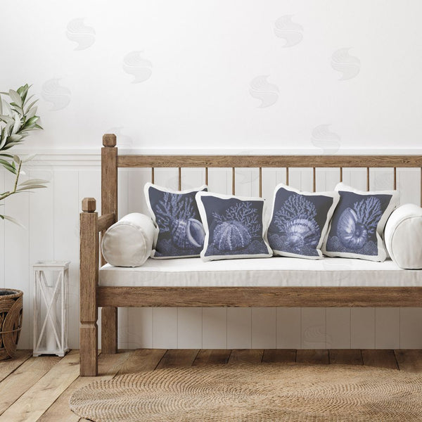 Stupell Industries Paul Brent | Indigo Nautical Seashells Printed Throw Pillow Set
