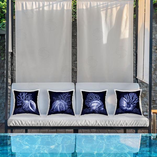 Stupell Industries Paul Brent | Indigo Nautical Seashells Printed Throw Pillow Set