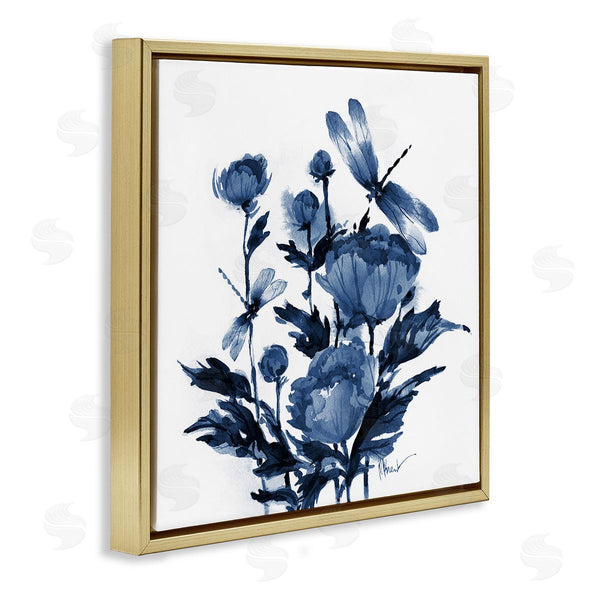 Stupell Industries Paul Brent | Indigo Peonies & Dragonflies