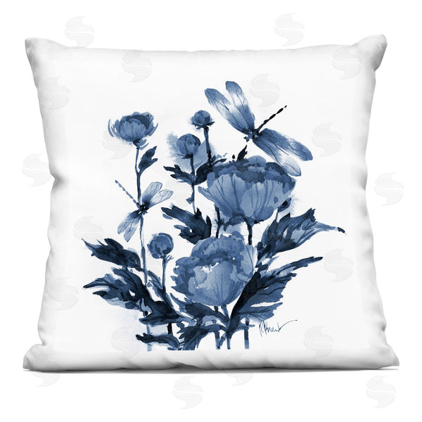 stupell industries Paul Brent | Indigo Peonies & Dragonflies Printed Throw Pillow