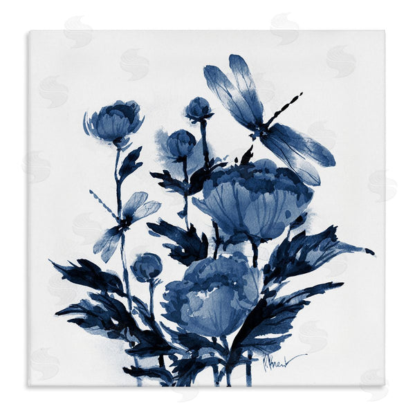 stupell industries Paul Brent | Indigo Peonies & Dragonflies