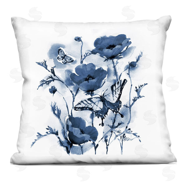 stupell industries Paul Brent | Indigo Poppies & Butterflies Printed Throw Pillow