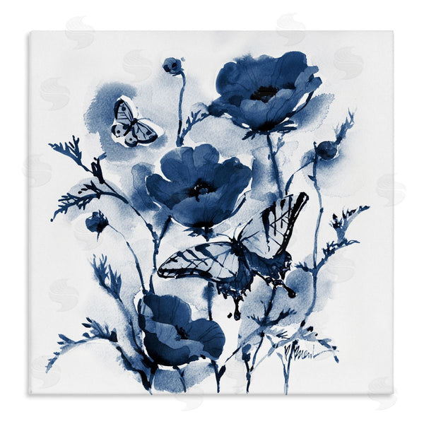 stupell industries Paul Brent | Indigo Poppies & Butterflies