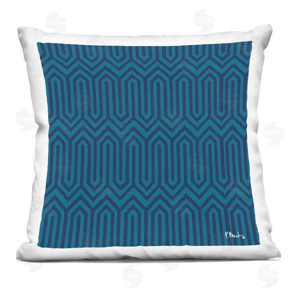 stupell industries Paul Brent | Intertwining Zigzag Blue Geometric Pattern Printed Throw Pillow