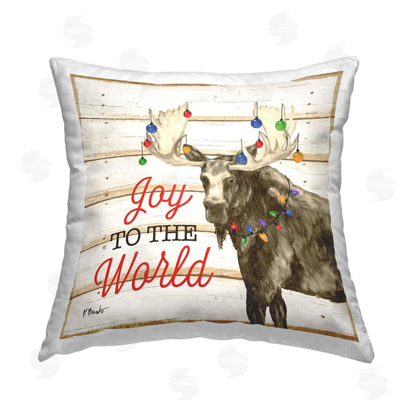 stupell industries Paul Brent | Joy To The World Moose Printed Throw Pillow