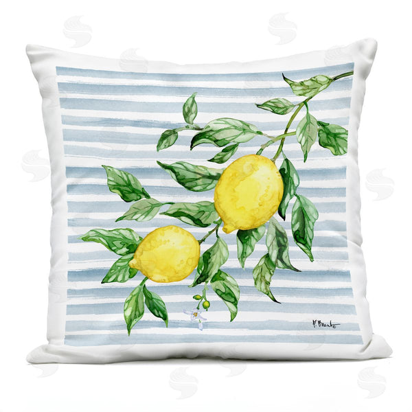 Stupell Industries Paul Brent | Juicy Lemon Vine On Blue Printed Throw Pillow