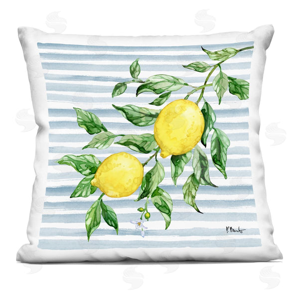 stupell industries Paul Brent | Juicy Lemon Vine on Blue Printed Throw Pillow