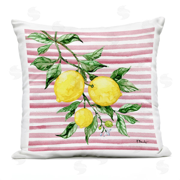 Stupell Industries Paul Brent | Juicy Lemon Vine On Pink Printed Throw Pillow