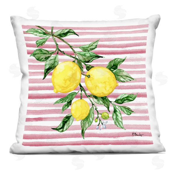 stupell industries Paul Brent | Juicy Lemon Vine on Pink Printed Throw Pillow