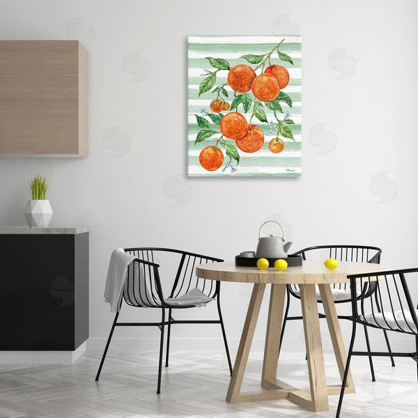 Stupell Industries Paul Brent | Juicy Orange Vine & Stripes