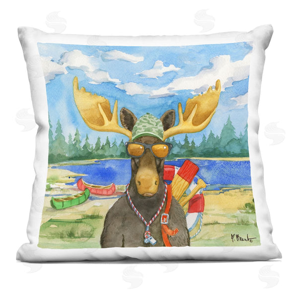 stupell industries Paul Brent | Lake Lifeguard Moose Wildlife Camping Canoes Printed Throw Pillow