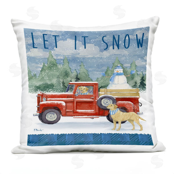 Stupell Industries Paul Brent | Let It Snow Seasonal Dogs Red Truck Printed Throw Pillow