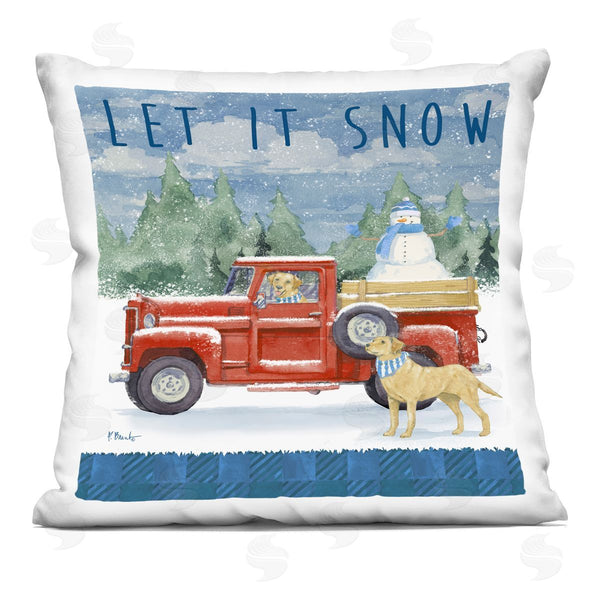 stupell industries Paul Brent | Let It Snow Seasonal Dogs Red Truck Printed Throw Pillow