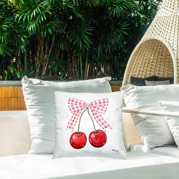 Stupell Industries Paul Brent | Lucky Cherries & Pink Bow Printed Throw Pillow