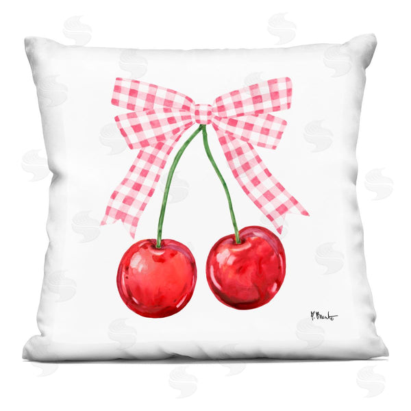 stupell industries Paul Brent | Lucky Cherries & Pink Bow Printed Throw Pillow