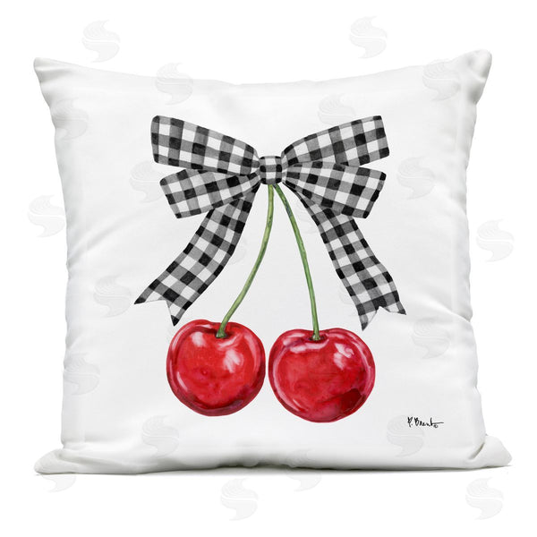 Stupell Industries Paul Brent | Lucky Cherries & Plaid Bow Printed Throw Pillow