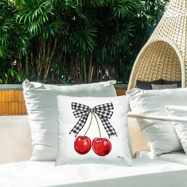 Stupell Industries Paul Brent | Lucky Cherries & Plaid Bow Printed Throw Pillow