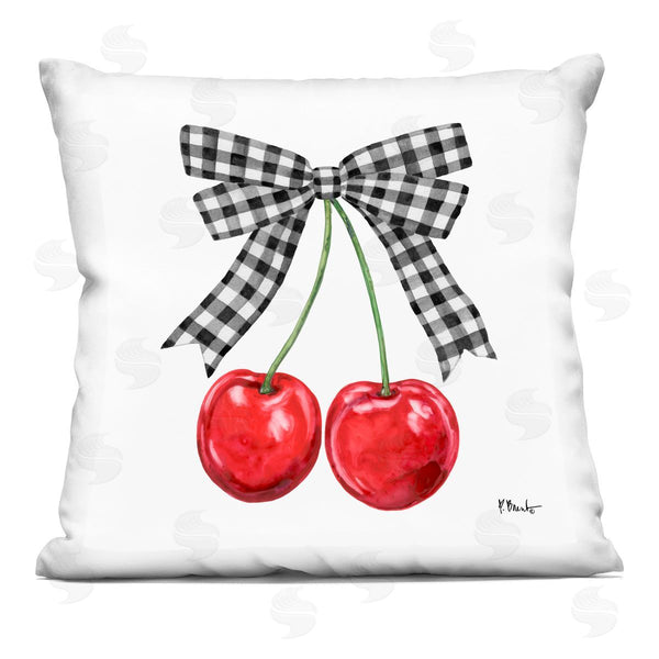 stupell industries Paul Brent | Lucky Cherries & Plaid Bow Printed Throw Pillow