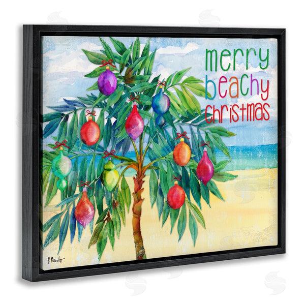 Stupell Industries Paul Brent | Merry Beachy Christmas Holiday Palm Wall Art