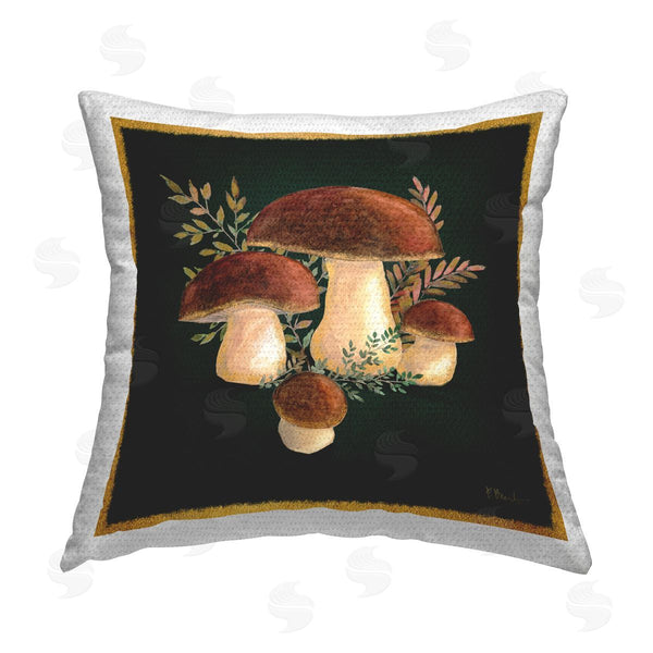 Stupell Industries Paul Brent | Mushrooms With Botanical Sprigs Printed Throw Pillow