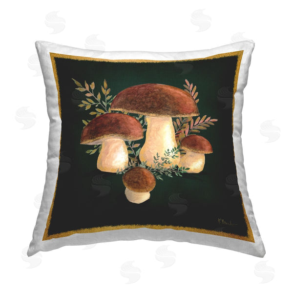 stupell industries Paul Brent | Mushrooms With Botanical Sprigs Printed Throw Pillow