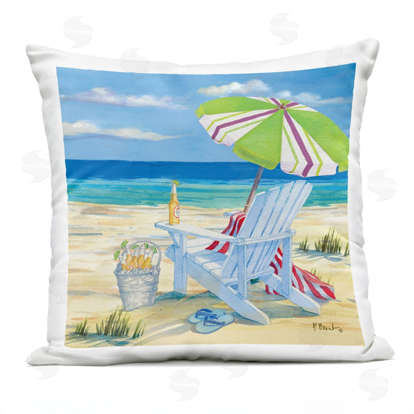 Stupell Industries Paul Brent | Nautical Beach Scene Lounge Chair Printed Throw Pillow