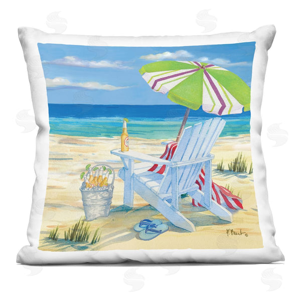 stupell industries Paul Brent | Nautical Beach Scene Lounge Chair Printed Throw Pillow