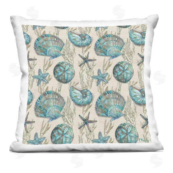 stupell industries Paul Brent | Nautical Coral Sea Shells Pattern Printed Throw Pillow