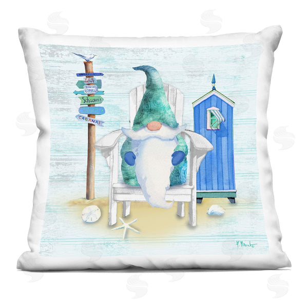 stupell industries Paul Brent | Nautical Gnome Happy Coastal Beach Scene Printed Throw Pillow