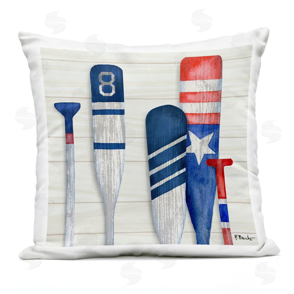 Stupell Industries Paul Brent | Patriotic Lake Cabin Boating Oars Printed Throw Pillow