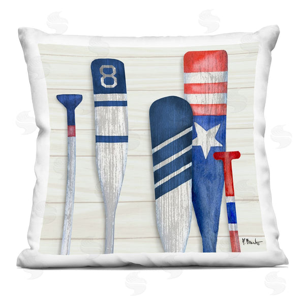 stupell industries Paul Brent | Patriotic Lake Cabin Boating Oars Printed Throw Pillow