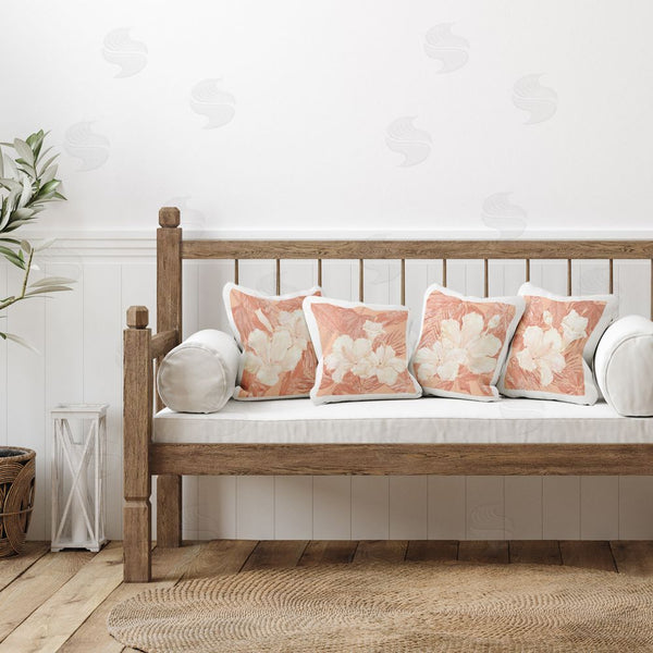 Stupell Industries Paul Brent | Peach Hibiscus Flowers Printed Throw Pillow Set