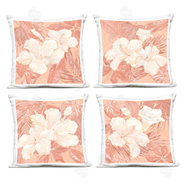 Stupell Industries Paul Brent | Peach Hibiscus Flowers Printed Throw Pillow Set