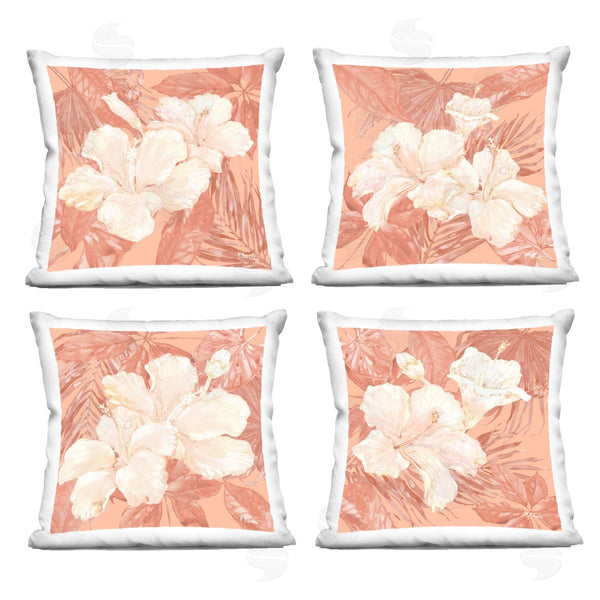 stupell industries Paul Brent | Peach Hibiscus Flowers Printed Throw Pillow Set