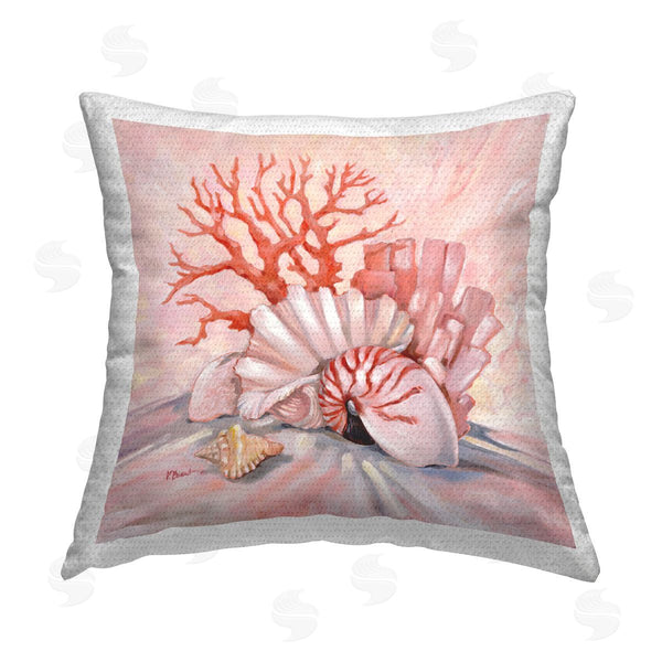 Stupell Industries Paul Brent | Pink Coral Still Life Printed Throw Pillow