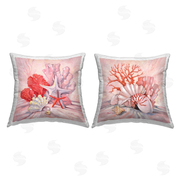 Stupell Industries Paul Brent | Pink Coral Still Life Printed Throw Pillow Set