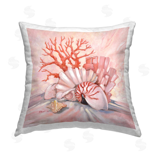 stupell industries Paul Brent | Pink Coral Still Life Printed Throw Pillow