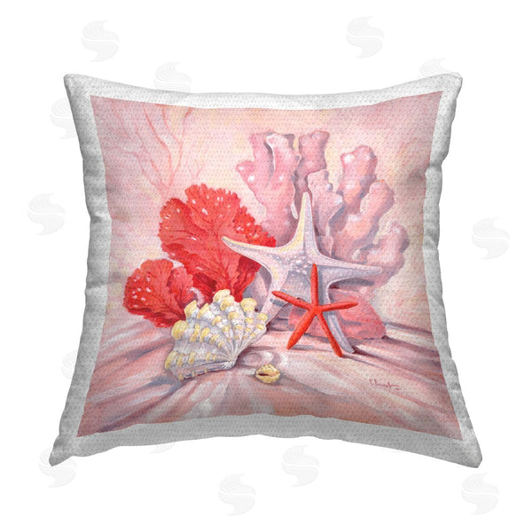 Stupell Industries Paul Brent | Pink Gathered Sea Life Printed Throw Pillow